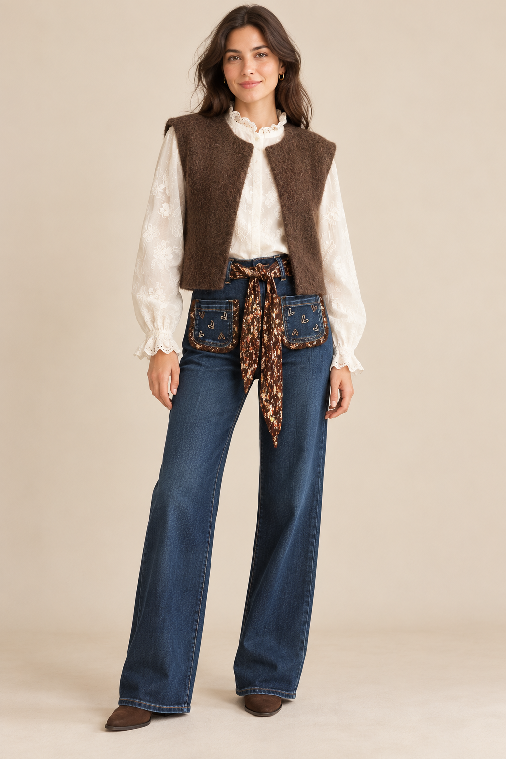 Jean ceinture fleurie