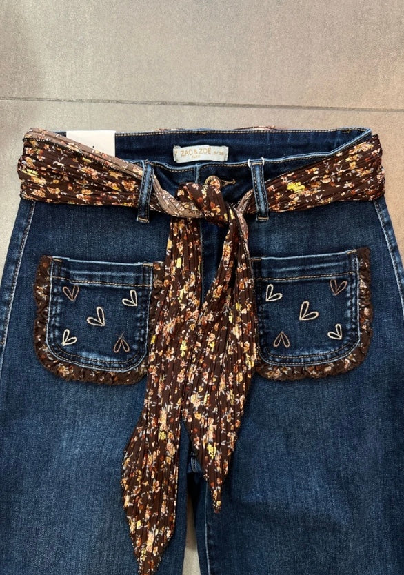 Jean ceinture fleurie
