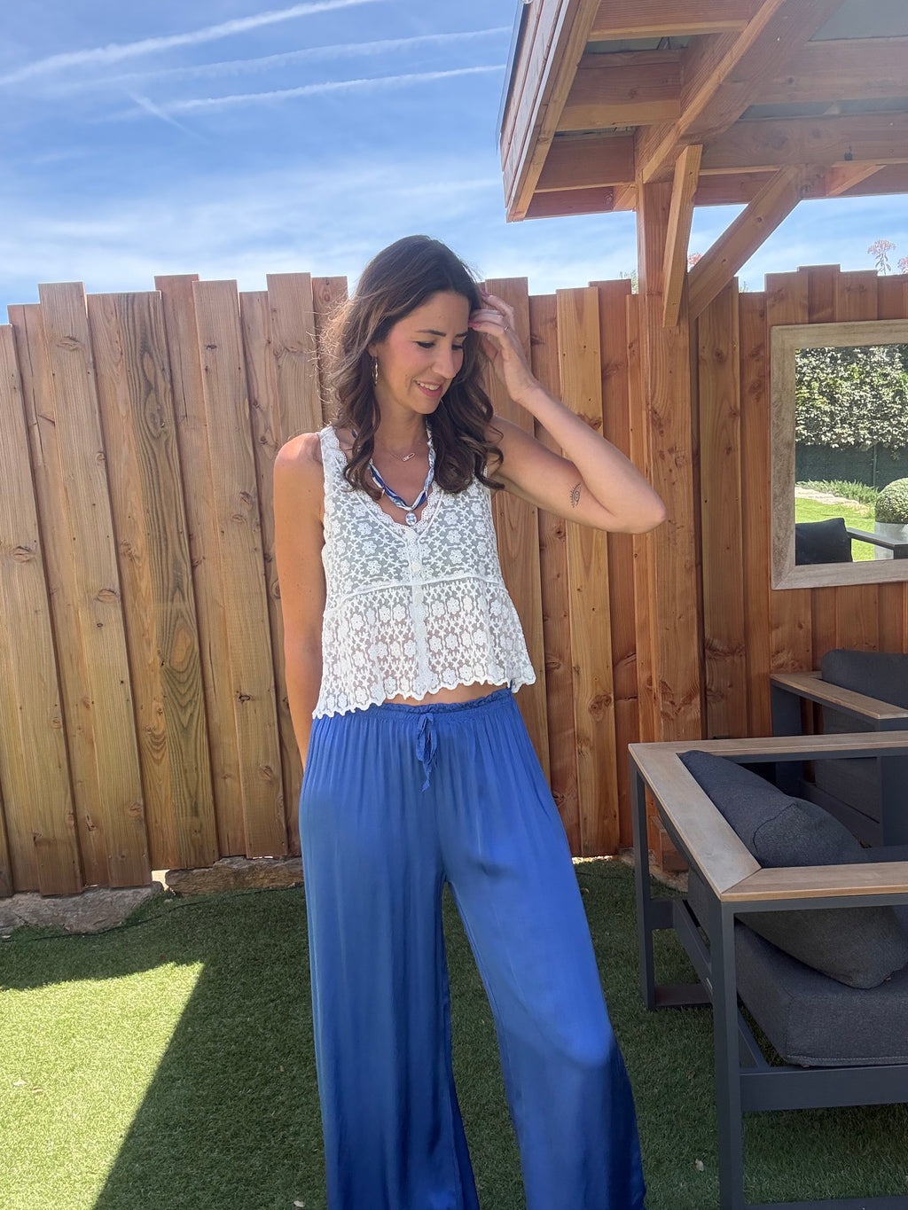 Pantalon fluide Bleu Royal