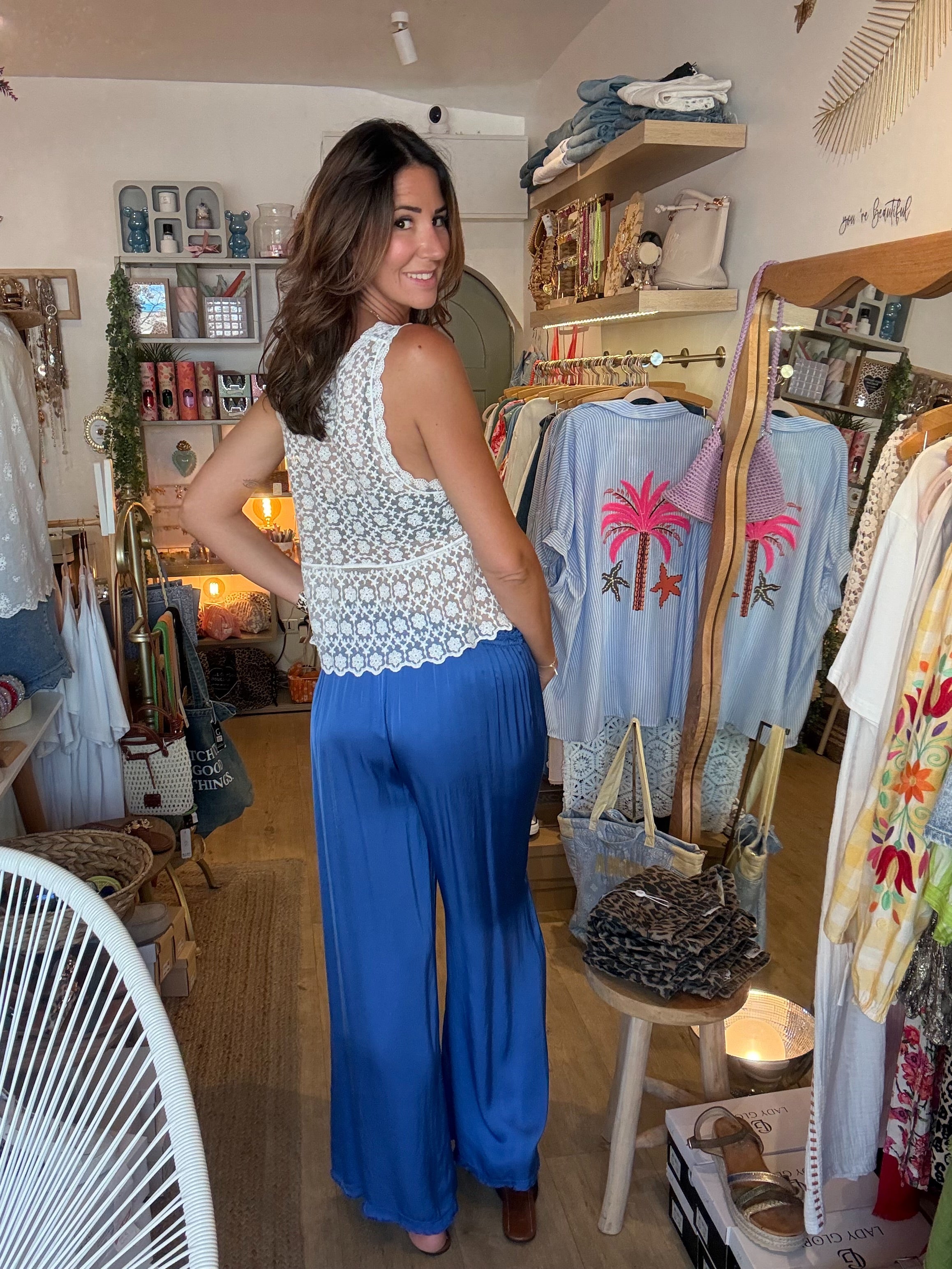 Pantalon fluide Bleu Royal